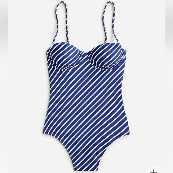 J Crew Balconette underwire one-piece swimsuit in stripe Size4&6 NWT in packag - Picture 5 of 7